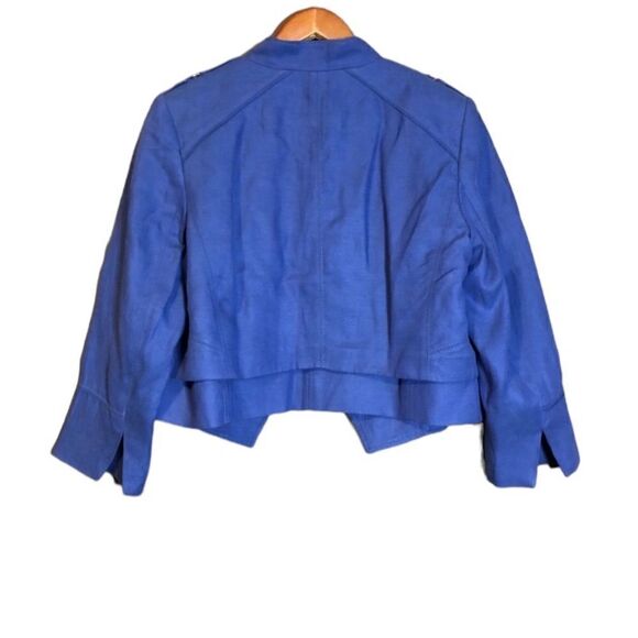 White‎ House black market blue linen blend cropped blazer - Picture 8 of 11